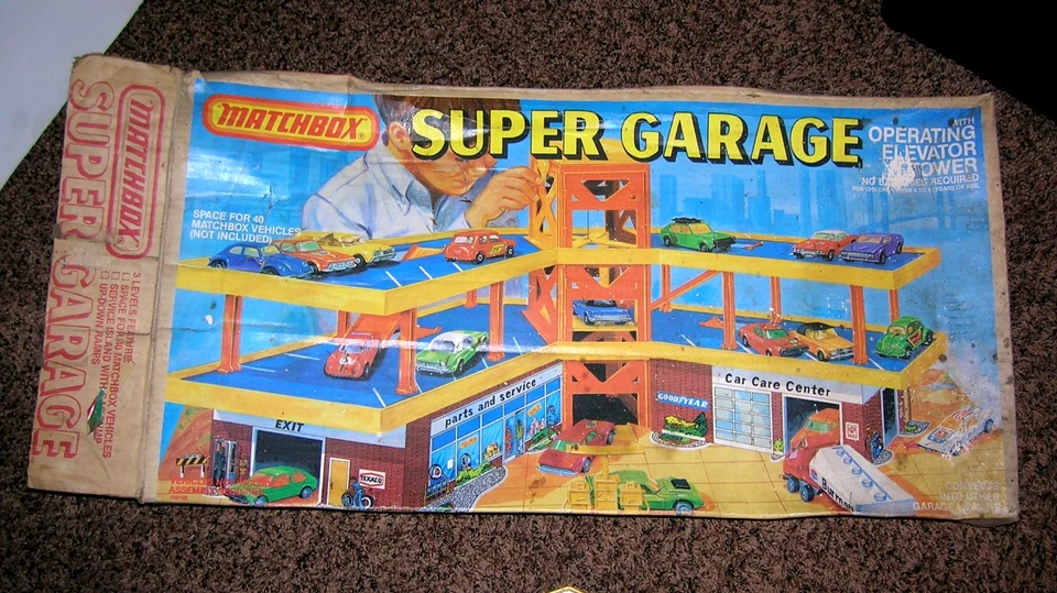 Винтажный 1979 спичечный коробок супер гараж набор почти полный 550102 LESNEY с коробкой - Изображение 2 из 4