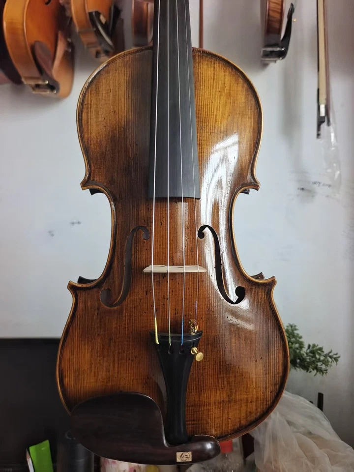 New 4/4 violin Stradi model European flamed maple back spruce top hand carved 22 - Image 2 of 4