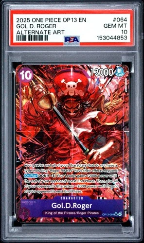 2025 One Piece OP13 EN Gol D Roger Alternate Art #064 PSA 10 GEM MINT
