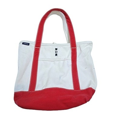 Lands End Canvas Boat Tote Beach Travel Bag Red D Logo Monogram
