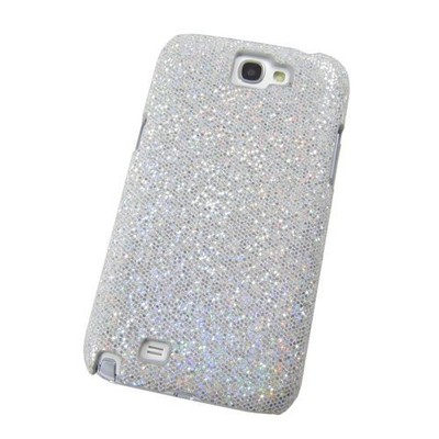 Hardcase Klemmhülle Case Cover Samsung Galaxy Note 2 Glitzer Silber shiny Strass
