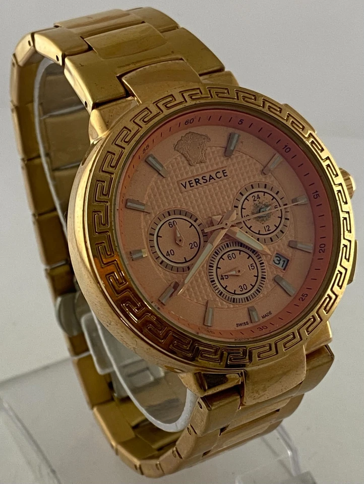 Reloj de cuarzo para hombre Versace Greca de lujo restaurado cronógrafo enchapado en oro rosa Foto 4 de 4