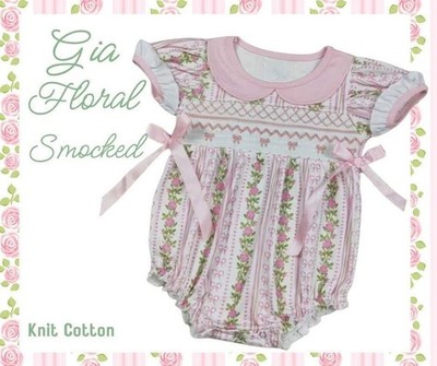 Girls Gia Smocked Floral Bubble Size 0-3 M