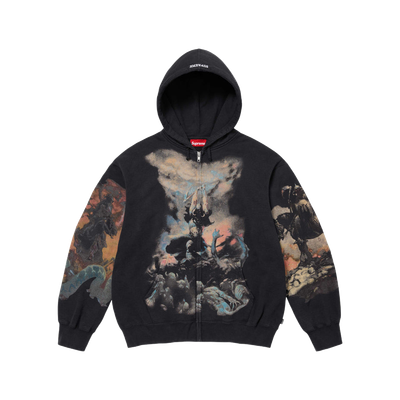 Supreme Frazetta Zip Up Hooded Sweatshirt Black - 24FW | eBay