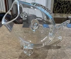 Vintage Blenko Style 12”L x 8”H Fish MCM Vase Bowl Blown Clear Decorative Glass