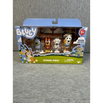 Bluey & School 4 Pack includes Bluey, friends Chloe Rusty & teacher Calypso 4pk
