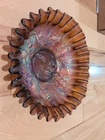 Vintage Fenton Amethyst Thistle 8" Luster Bowl Candy Dish Glass Decor Pls Read