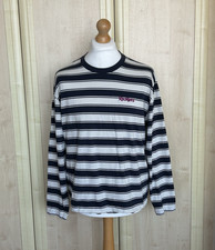 Kickers Women's Casual Striped Y2K Vintage Cotton T Shirt Top - Ladies Size XL