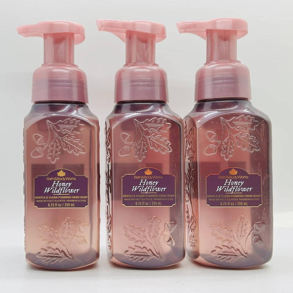 Paquete de 3 jabones de manos espumosos suaves Bath & Body Works HONEY WILDFLOWER 8,75 OZ Foto 2 de 3