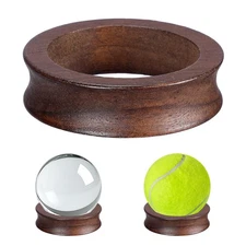 Wooden Sphere Holder Display Stand, 3 Pack Small Wood Crystal Ball Stand, Sim...