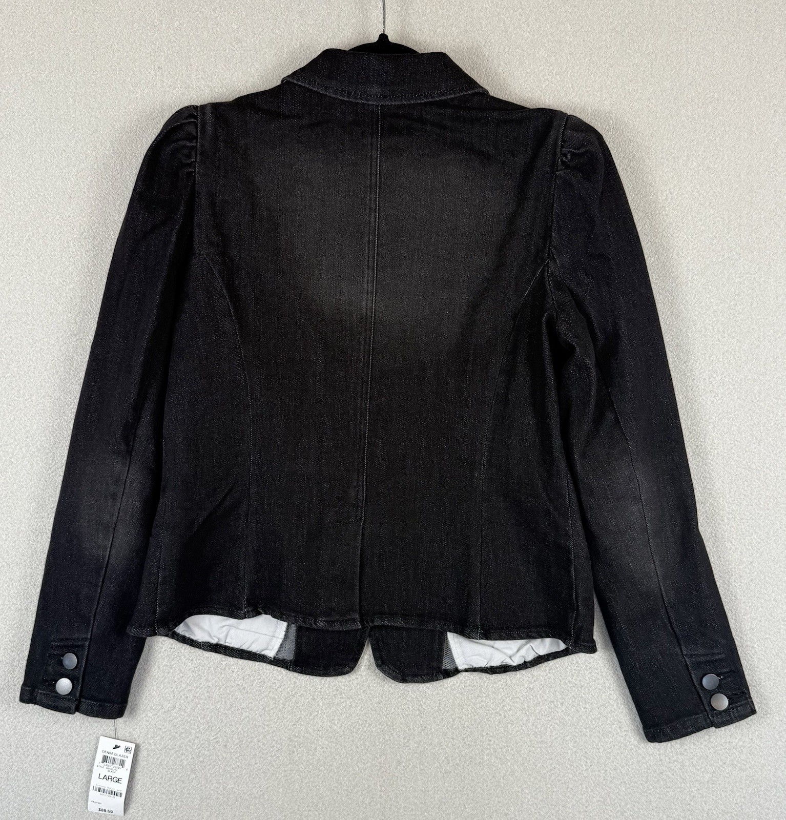 International Concepts INC Puff Sleeve Denim  Black Jean Jacket Blazer Large