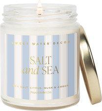 Salt and Sea Patterned Candle   Soy Candles with Sea Salt, Citrus, Musk, Amber A