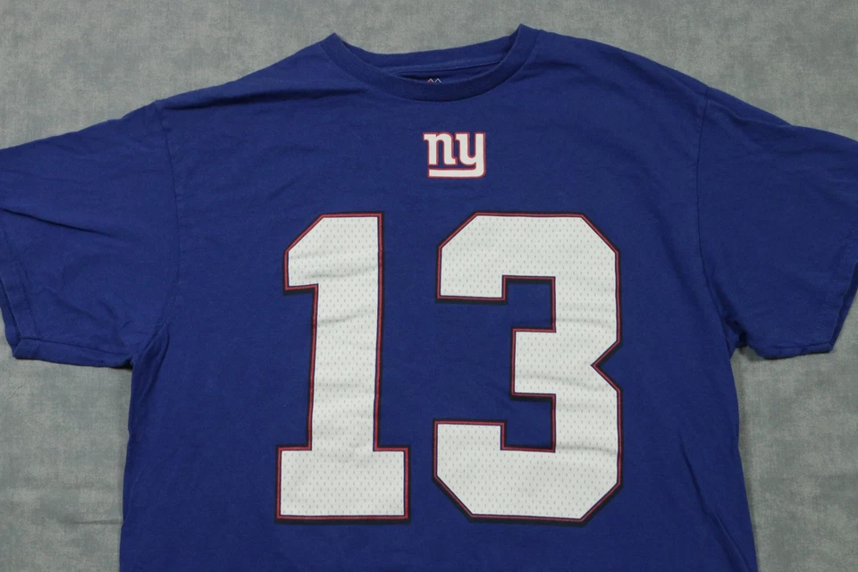 Camiseta de los New York Giants para hombre grande azul NFL fútbol americano Beckham Jr 13 camiseta majestuosa Foto 2 de 4