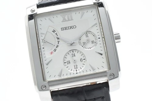 Vintage 1991 [N MINT] SEIKO 5Y66-0AC0 Day DateTank Square Qz Men's Watch JAPAN