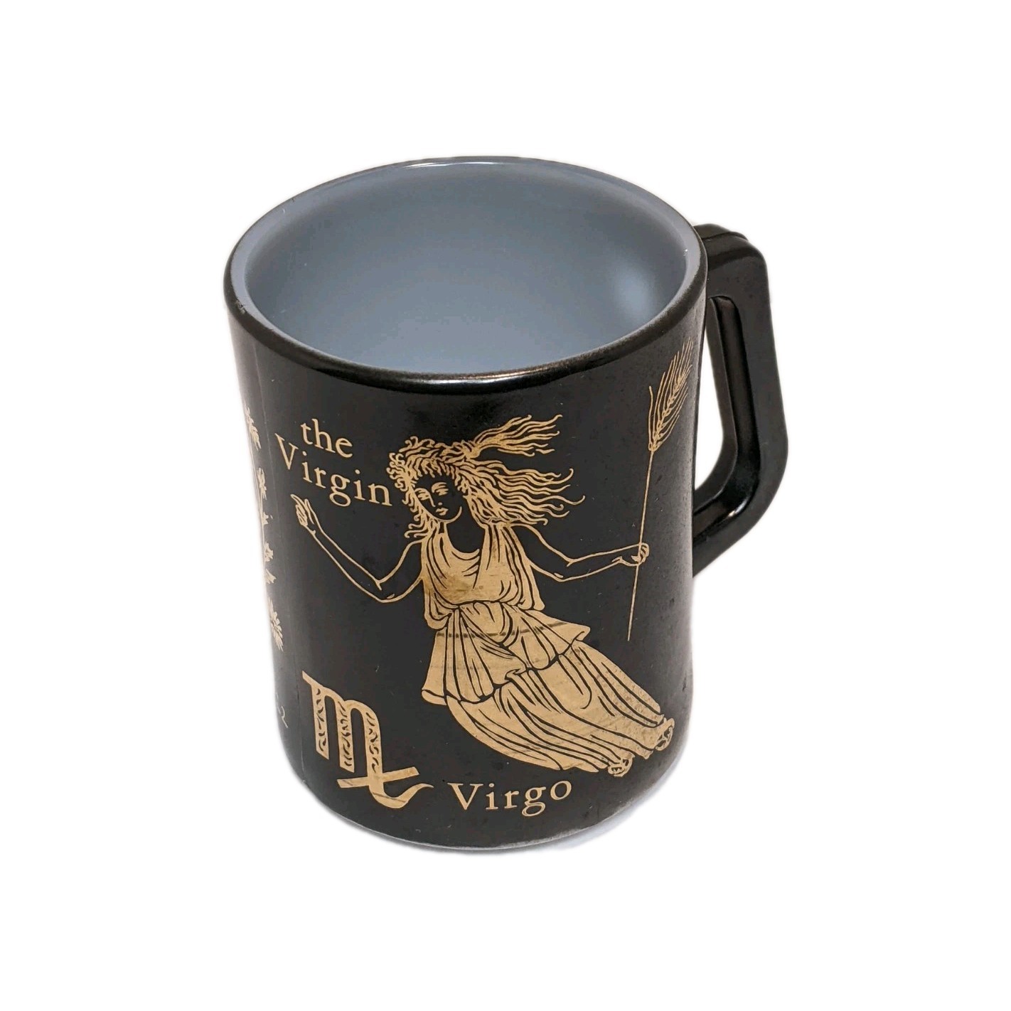 Vintage Federal Milk Glass VIRGO Zodiac Sign Horoscope Astrology Coffee Mug Cup