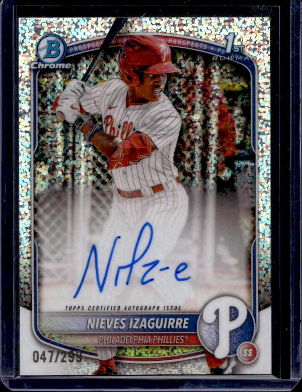 2025 Bowman Chrome Nieves Izaguirre 1st Auto Speckle Refractor /299