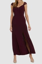 R M Richards Women's Red Mesh-Sleeve Sweetheart Gown Dress Size 12