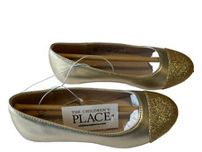 The Childrens Place Ballet Flats Youth Size 6 Gold Metallic Glitter