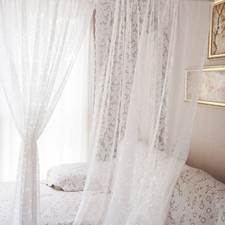 Baroque Dentelle Voile Rideau Panneau Floral Filet Fenêtre Diviseur Blanc Chic