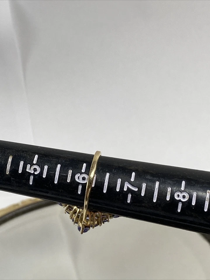 Anillo de piedras preciosas con racimo de iolita violeta de oro amarillo de 14K tamaño 6,25 *** VER VIDEO*** Foto 4 de 4