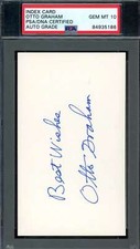 Otto Graham Gem Mint 10 PSA DNA Signed 3 3x5 Index Card Autograph