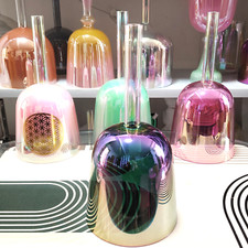 432Hz Cosmic Handle Clear Color F Heart Chakra Quartz Crystal Singing Bowl 6"