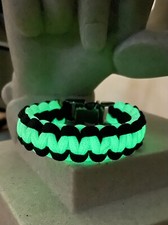 Paracord Bracelet - GLOW in the DARK with Black Color - Cobra Weave Style