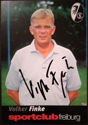 Volker Finke Cheftrainer SC Freiburg Original handsignierte BfG-Bank-Werbekarte 