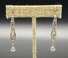 SILPADA-Sterling Silver Filigree Scroll CZ Long Dangle Earrings W1080  #5