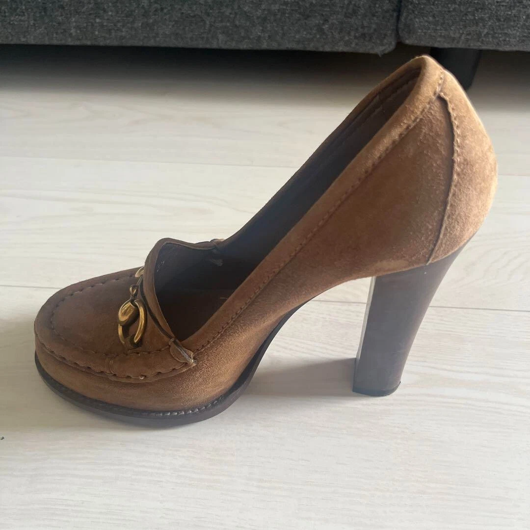 Escarpins Gucci à talons hauts Horsebit en cuir daim marron taille 37
