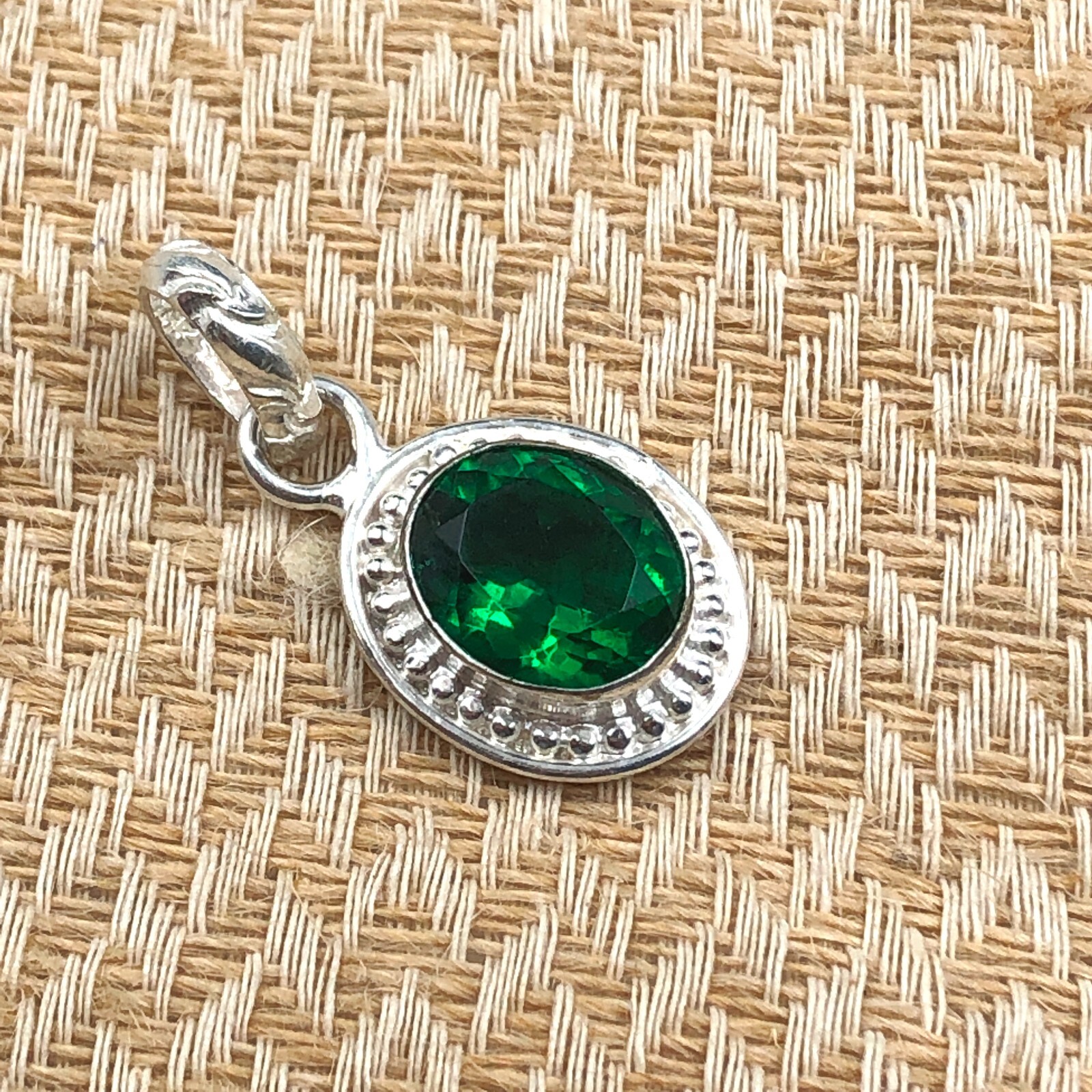 Sterling Silver Green Emerald Pendant Gift for Women
