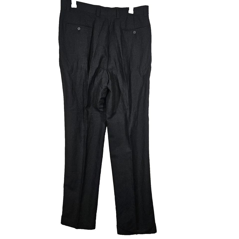 Pantalones de vestir Comfort George Foreman para hombre negros mezcla de lino 38 x 36 puños plisados Foto 2 de 4