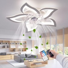 LED Ceiling Fans with Lights Remote,Dimmable Modern Flush Mount LED Fan Light
