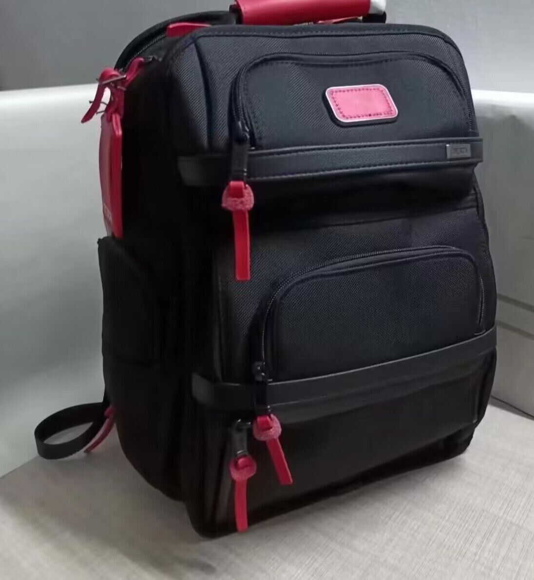 TUMI ALPHA3 Brief Pack Backpack Black Ballistic Nylon Red TUMI ALPHA3 Brief Pack Backpack Black Ballistic Nylon Red