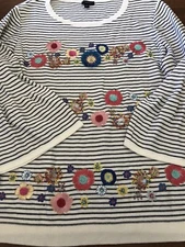 Talbots 1XP petite beautiful Striped floral blouse #2989