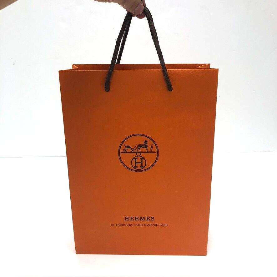 Hermes Authentic Orange Gift Paper Shopping Bag Medium Rectangle