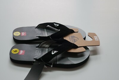 Quiksilver Men's Black Flip Flops Sandals Quilted Wide Strap Slippa's 8/9/10/11