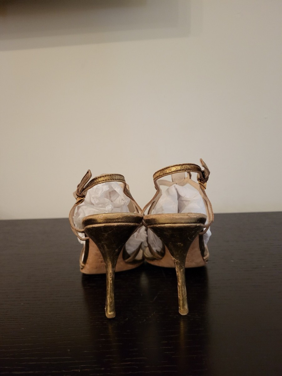 ⭐️極美品⭐️ PRADA リボンパンプス　バレエシューズ　オレンジ　ロゴ金具 MADE IN ITALY PRADA GOLD LEAF HEELS VINTAGE 38.5 | eBay