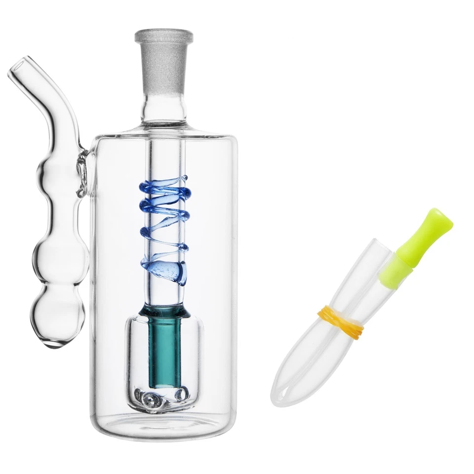 RORA Small Glass Bong 10mm Smoking Glass Water Pipe with S bowl and Silicone Hose