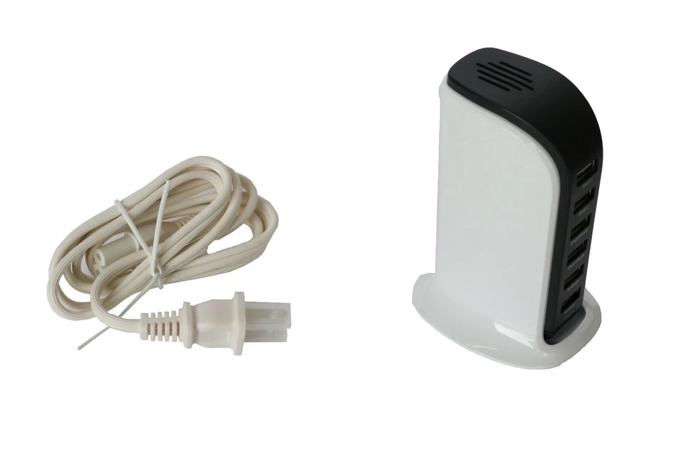 USB Charging Hub, 6-Port USB Charger with 2 Smart Ports, For Phone, Tablet White - Image 3 of 4