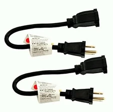 2-Pack, Outlet Saver Power Extension Cord, Medium Duty,16/3 AWG,UL Listed 1-Feet