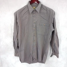 Scott Barber Shirt Mens Medium Gray Button Up Long Sleeve Cotton USA Made