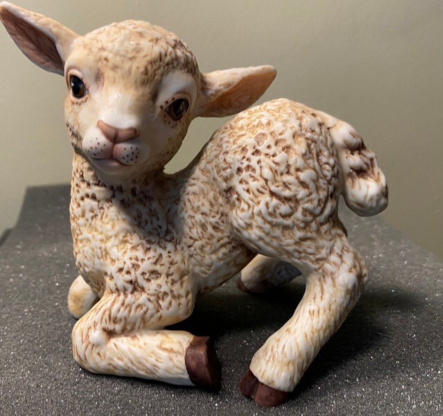 Roger Brown Clover baby lamb limited collector's edition porcelain sculpture COA