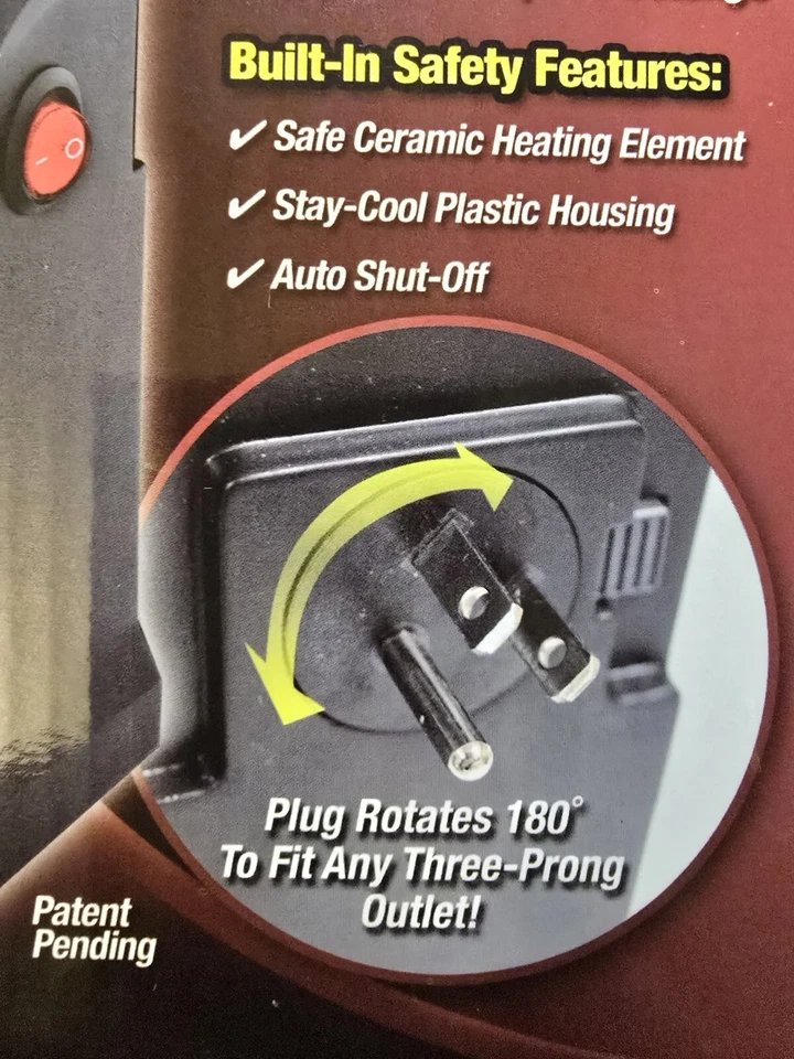 As Seen On TV Handy Heater Wall Outlet Space Heater 350 Watts Adjustable Temp - Image 4 of 4