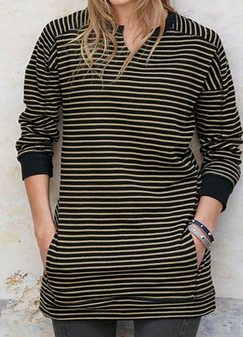NEXT' LONGLINE STRIPED SWEATSHIRT / TOP 