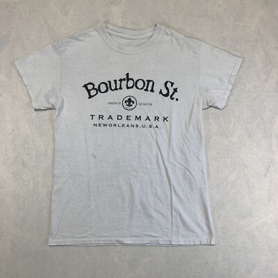 Burbon St. French Quarter New Orleans T Shirt Light Gray Mens Small