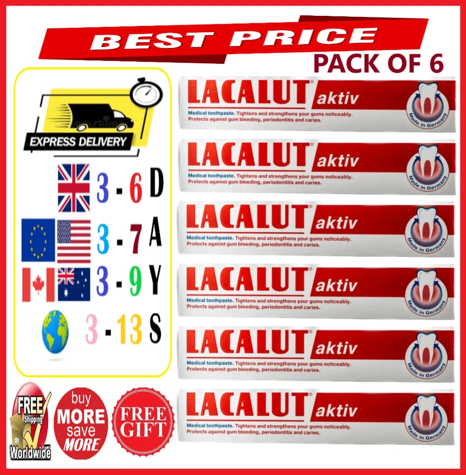 LACALUT AKTIV Zahnpasta 6x 75ml - Anti Blutungen - Made in Germany