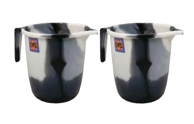 2 x 1,5 Liter Kunststoff Kanne Mehrweg Wasserbehälter Küche Bad Garten Schwarz