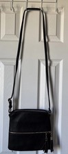 Small Black Crossbody with Tassel Zipper Closure With 23 Inch Strap