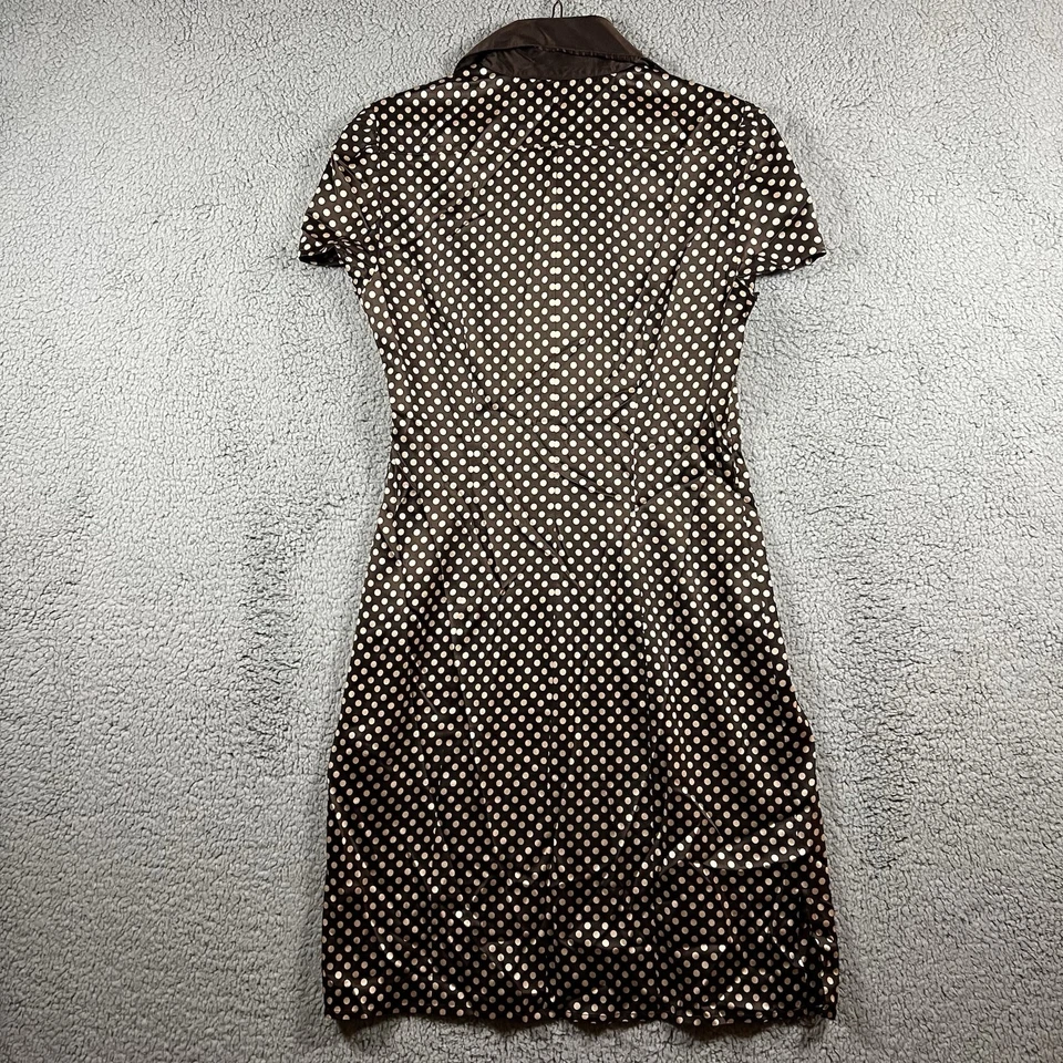 Bebe Women's Size M Brown Button-Up Short Sleeve Polka Dot Shirt Dress - Image 2 of 4